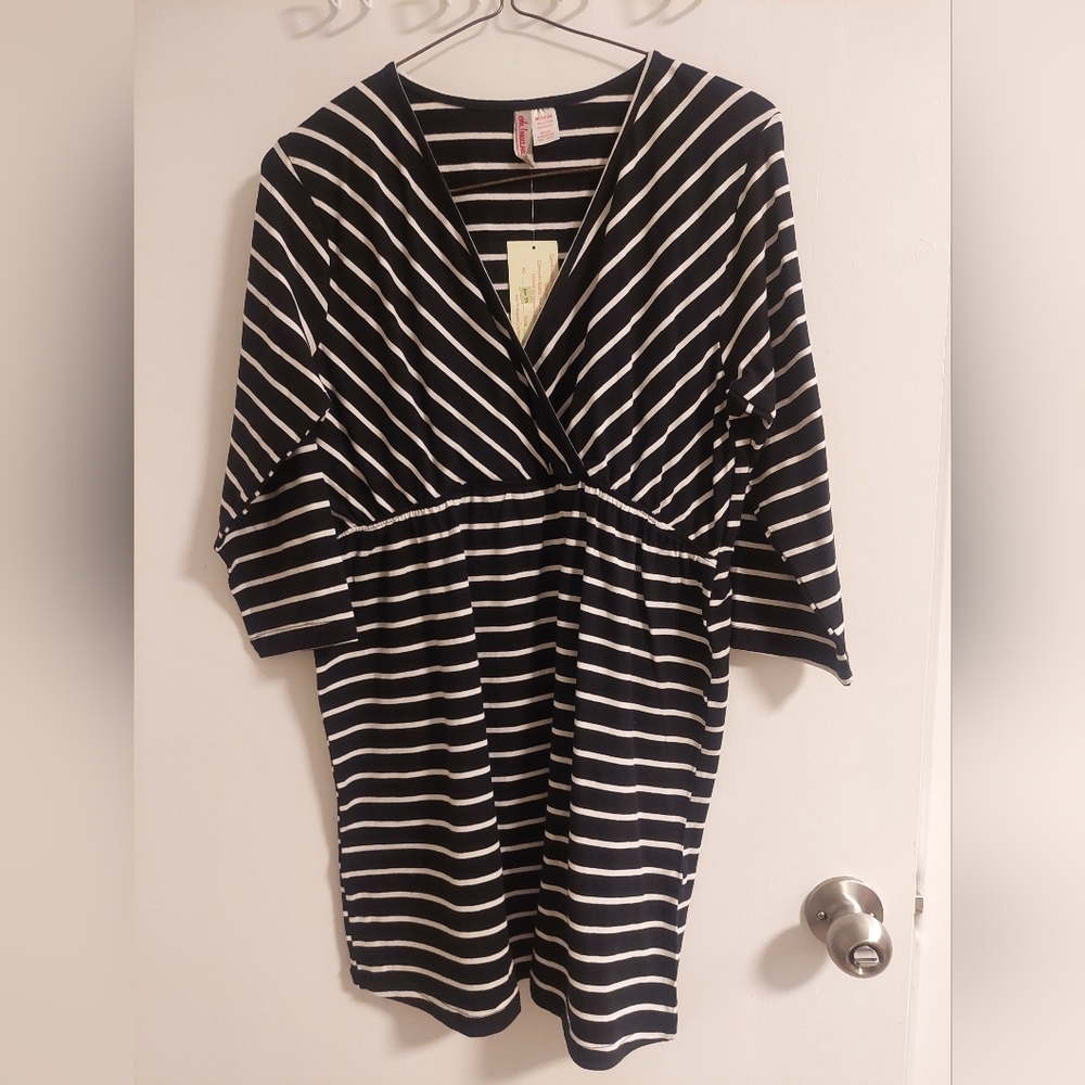 Oh! Mamma Black and White Striped Top